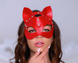 Красная маска кошки из кожи 210k - Кожа 210k-1 фото 1