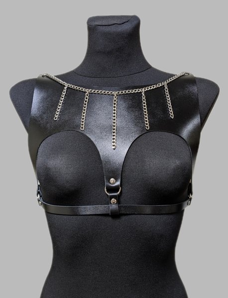 Портупея чорна широка жіноча на груди 2060 -  Шкірзам, потрібна допомога 2060 фото