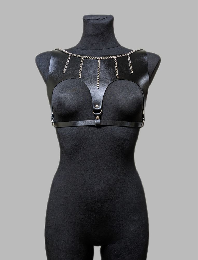 Портупея чорна широка жіноча на груди 2060 -  Шкірзам, потрібна допомога 2060 фото